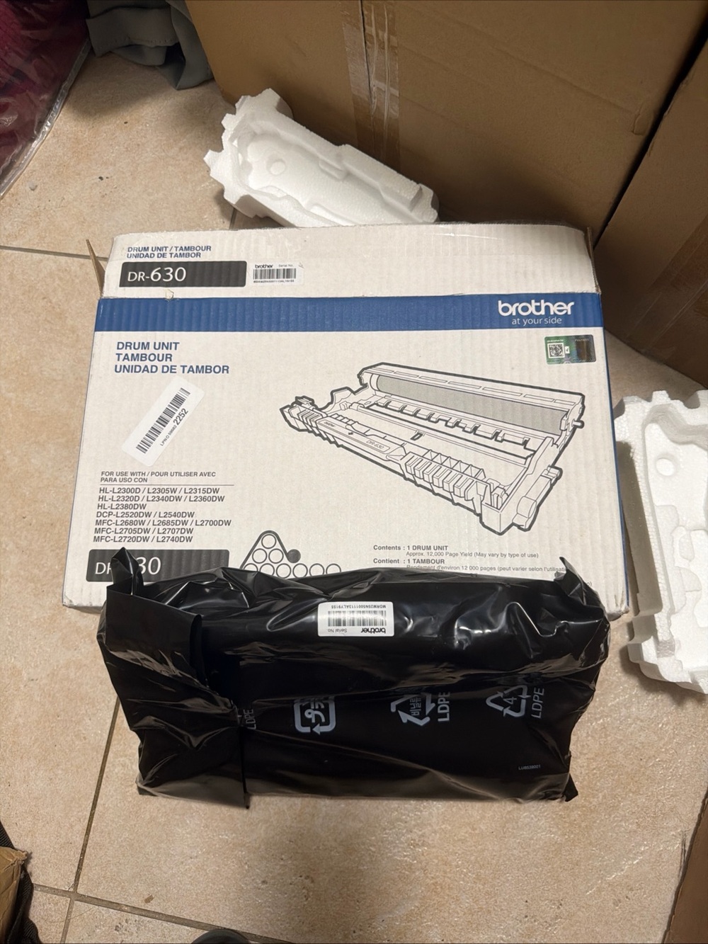 Brother DR-630 Drum Unit – White Box with Black Wrapped Unit